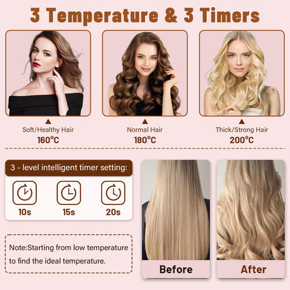ZQZMZGS automatic hair curler displaying the three temperature settings interface
