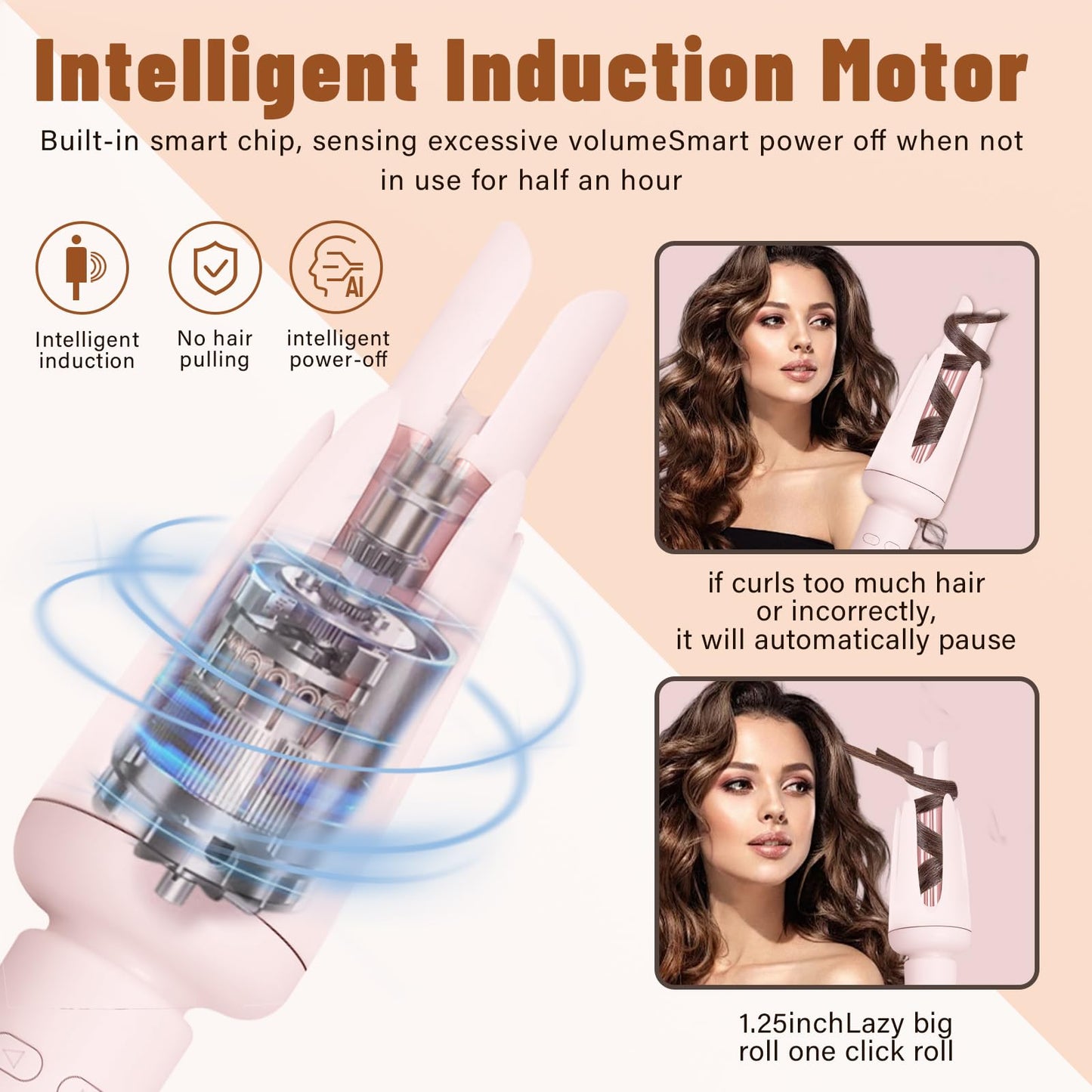 Anti-tangle rotating curling iron highlighting the protective outer heat shield