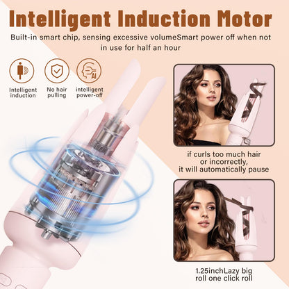 Anti-tangle rotating curling iron highlighting the protective outer heat shield