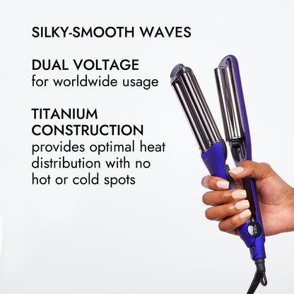 Ion Professional Triple Barrel Waver packaging view for USA imported beauty appliances