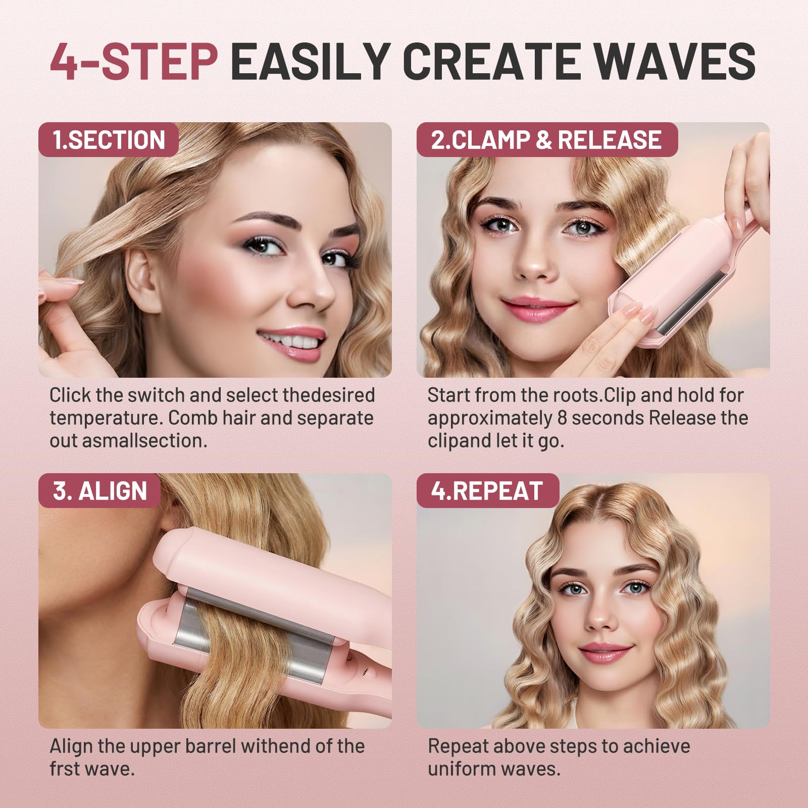 TYMO ROVY ceramic deep waver tool packaging box with professional hair styling specifications