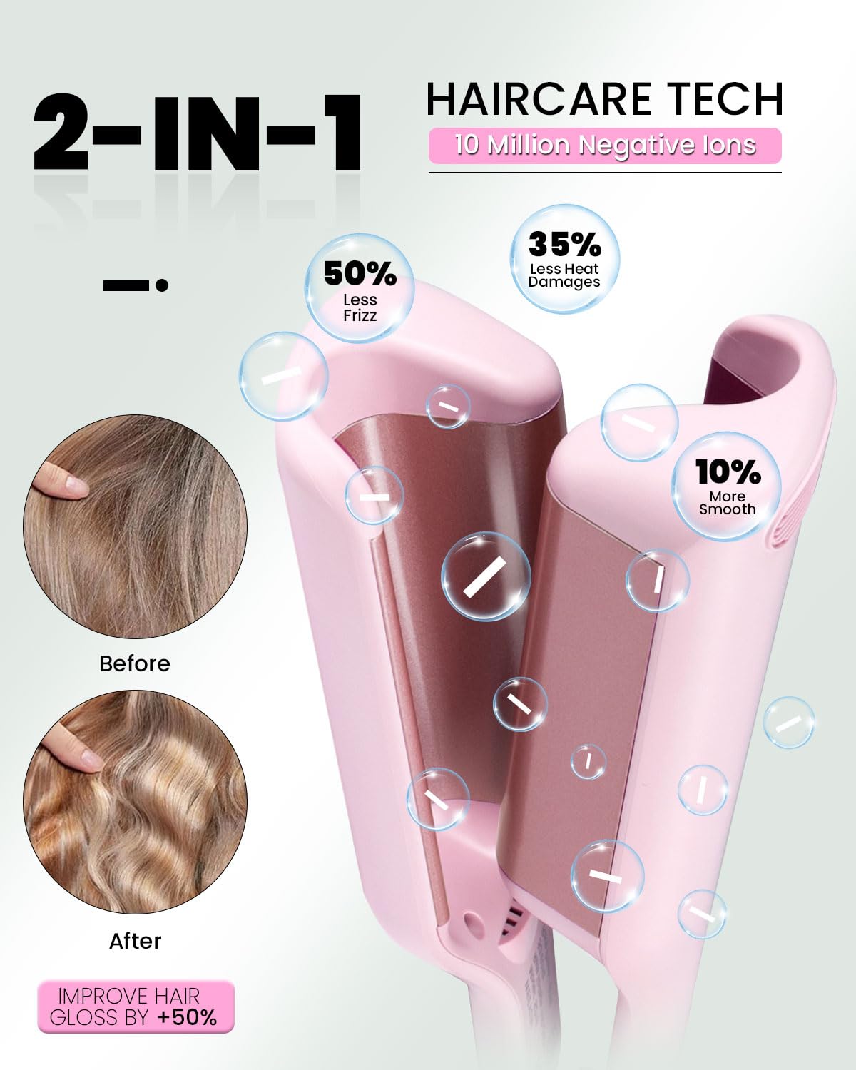 WEEYUM 1.25 inch hair styling tool showing the temperature controls and power switch