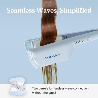 Vodana double barrel wave iron showing the internal S-shaped ceramic plates.
