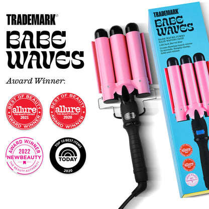 Trademark Beauty 32mm ceramic waver iron highlighting the protective cool insulated tips