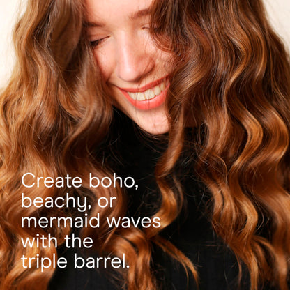 Conair triple barrel hair crimper and waver showcasing the ergonomic handle design