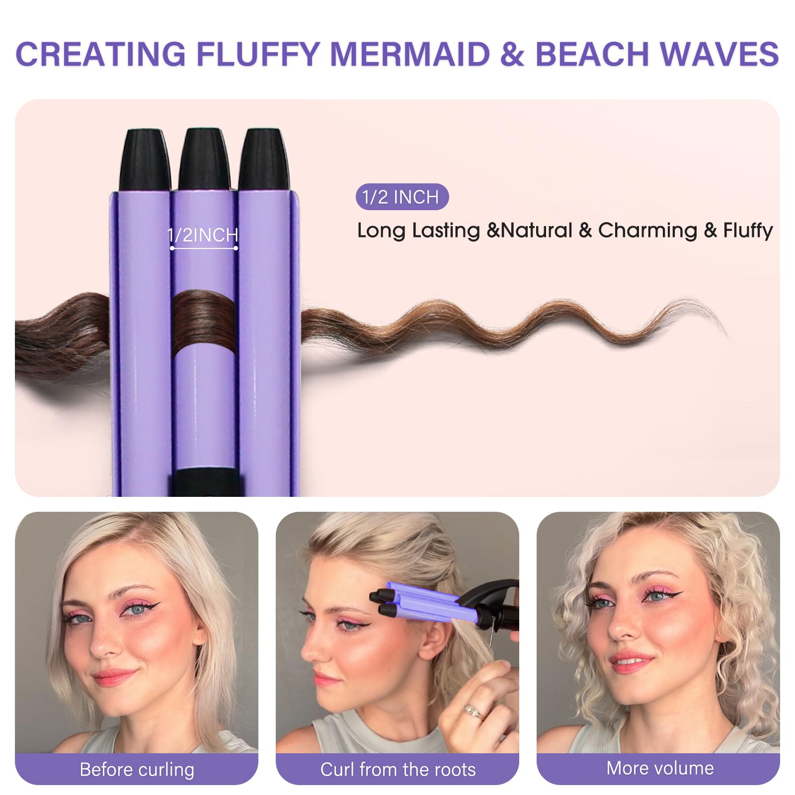 Janelove travel beach waves curling iron compact design