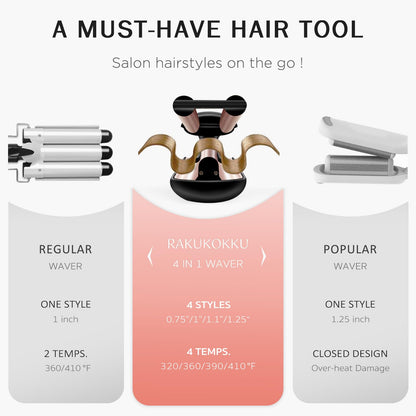 RAKUKOKKU gold hair crimper showing the 360 degree anti tangle swivel power cord.