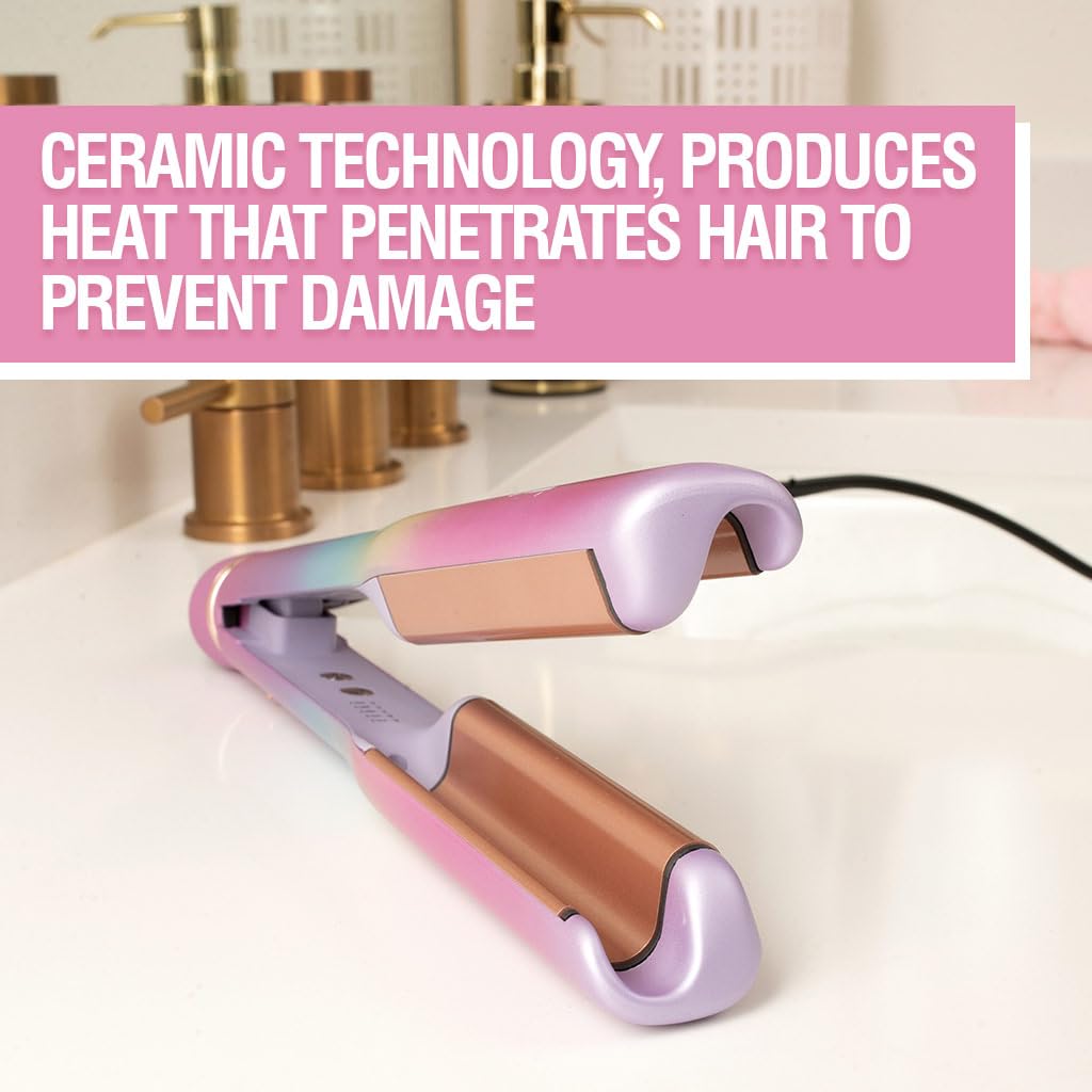 Digital display screen of the CHI Vibes hair waver showcasing the preset temperature control settings.