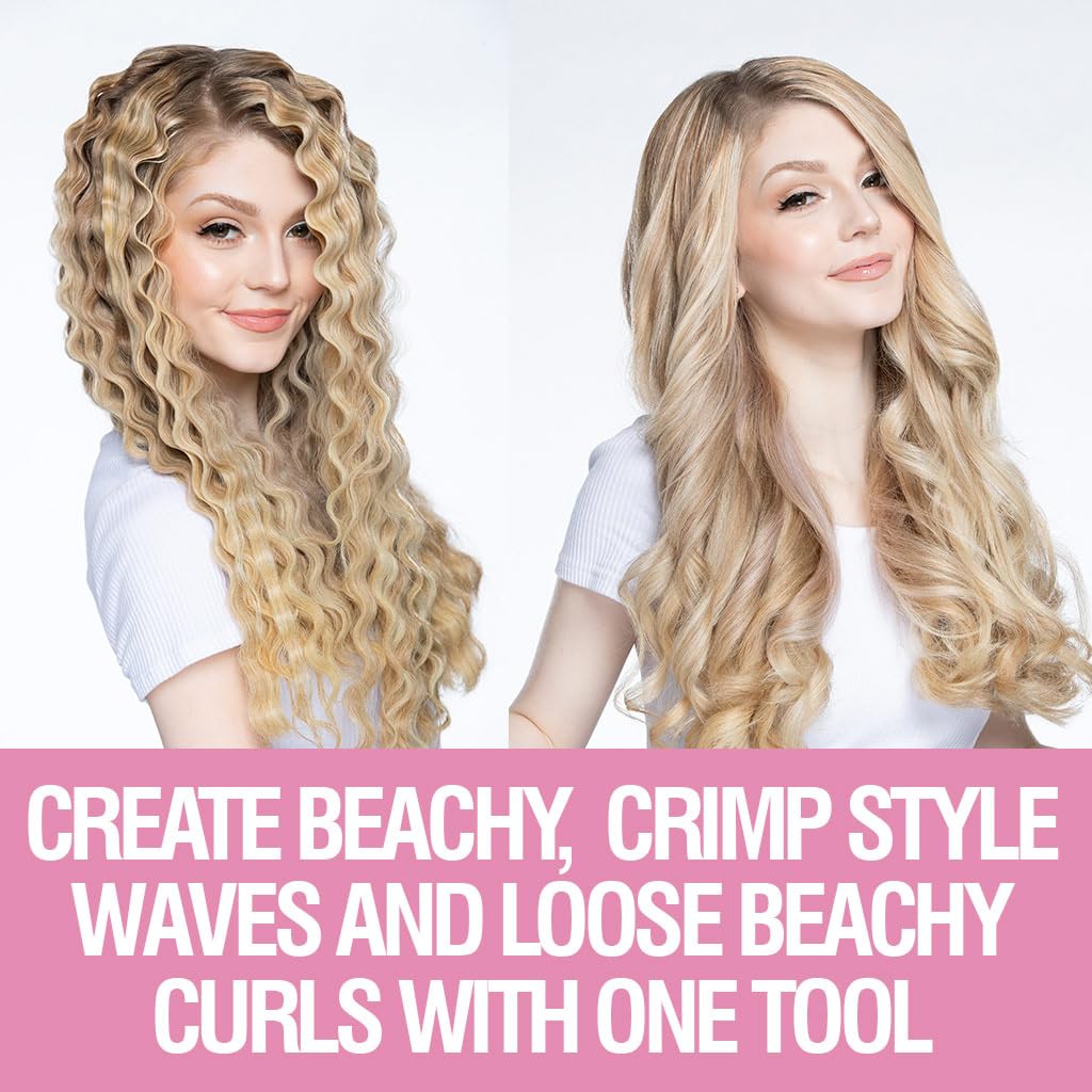 An angled view of the pastel gradient CHI Vibes multifunctional waver highlighting its sleek and lightweight build.