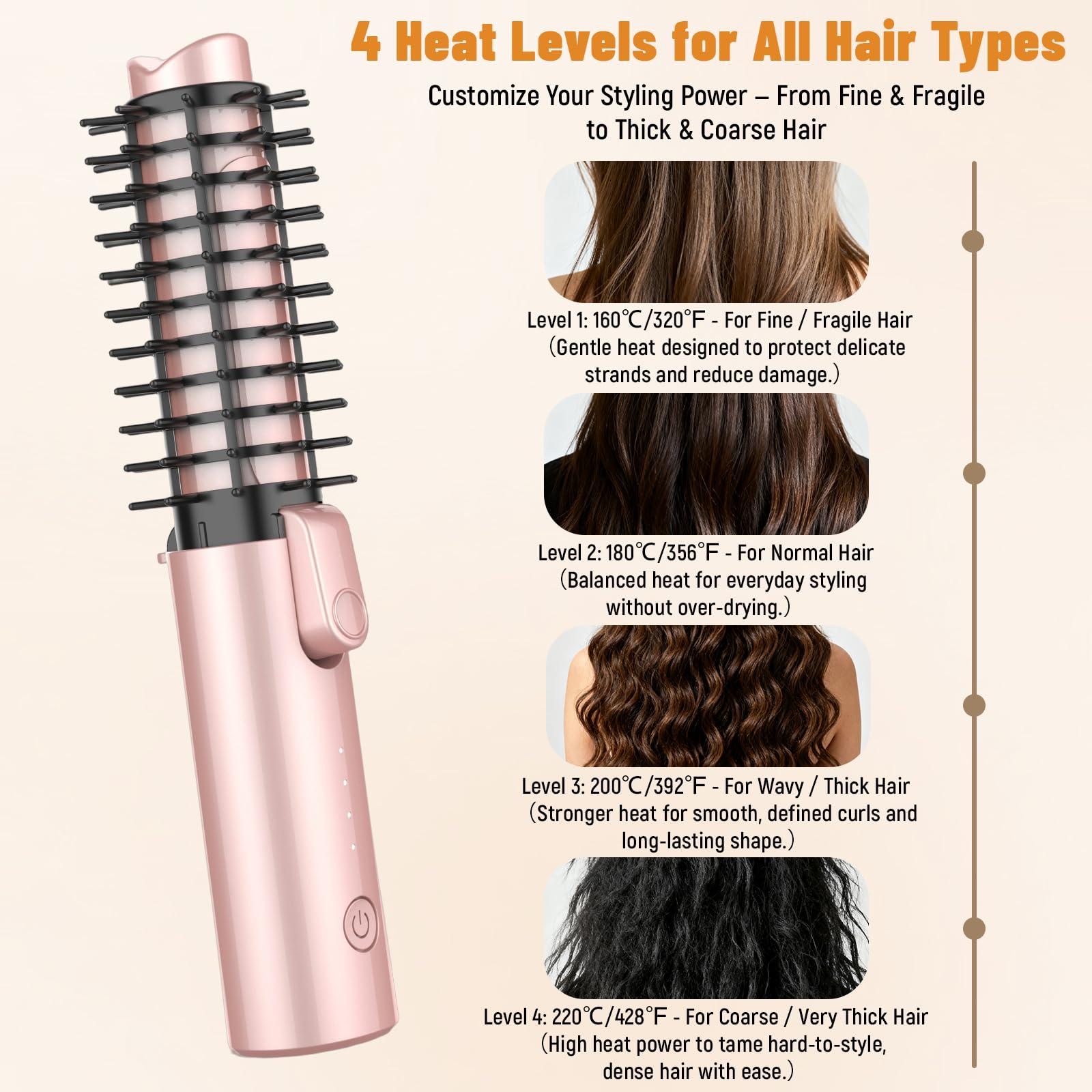 7000mAh rechargeable mini curling iron showing USB-C charging port