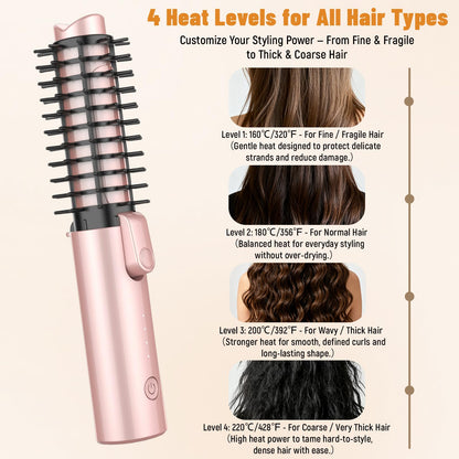 7000mAh rechargeable mini curling iron showing USB-C charging port