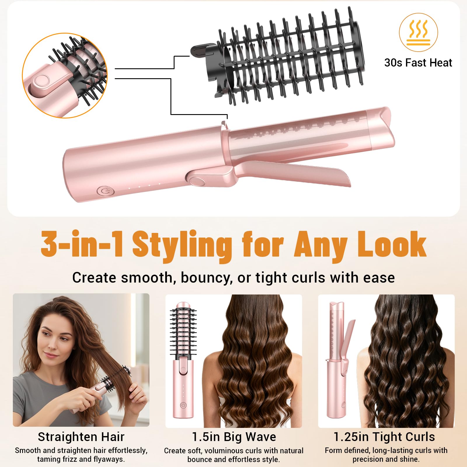 Anti-scald hair volumizing brush being used for travel touch-ups