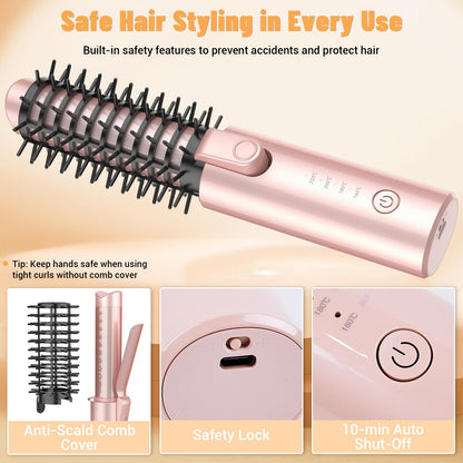 Compact negative ion curling wand demonstrating anti-frizz technology results