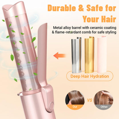 Rechargeable ceramic styling comb featuring the 10-minute auto shut-off safety lock