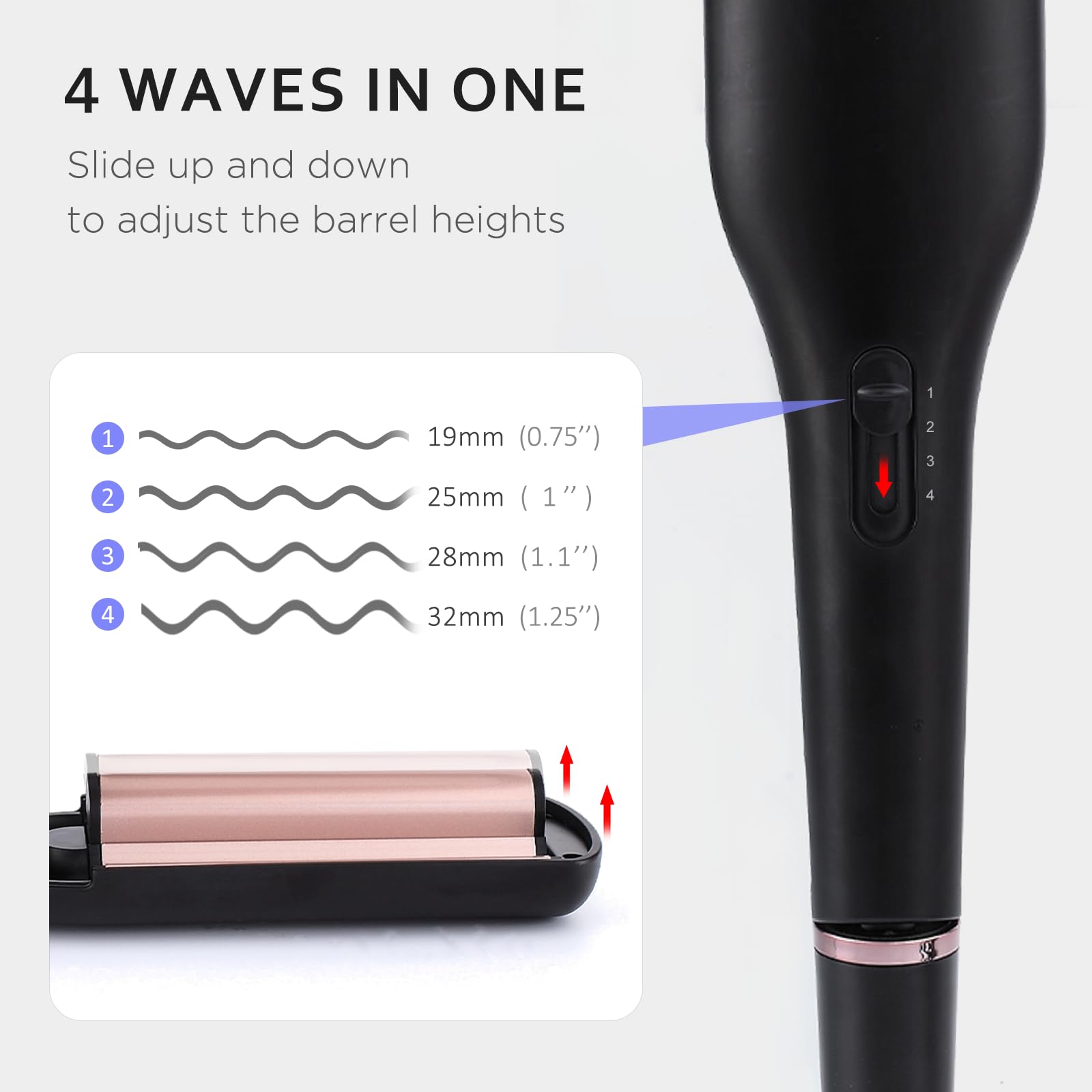 Ceramic tourmaline plates close up on the Janelove beach waves curling iron