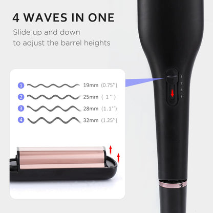 Ceramic tourmaline plates close up on the Janelove beach waves curling iron