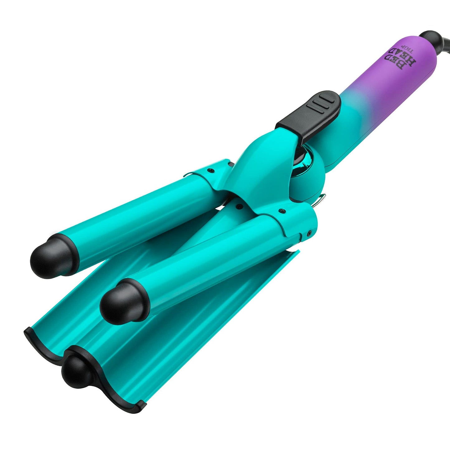 Close up of the triple tourmaline ceramic barrels on the Bed Head hair waver.