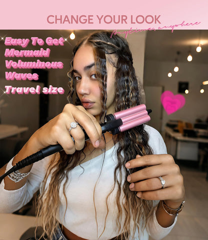 Farery half inch ceramic hair crimper temperature control buttons close up.