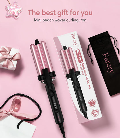 Farery mini hair crimper showing the keratin and argan oil infused plates.