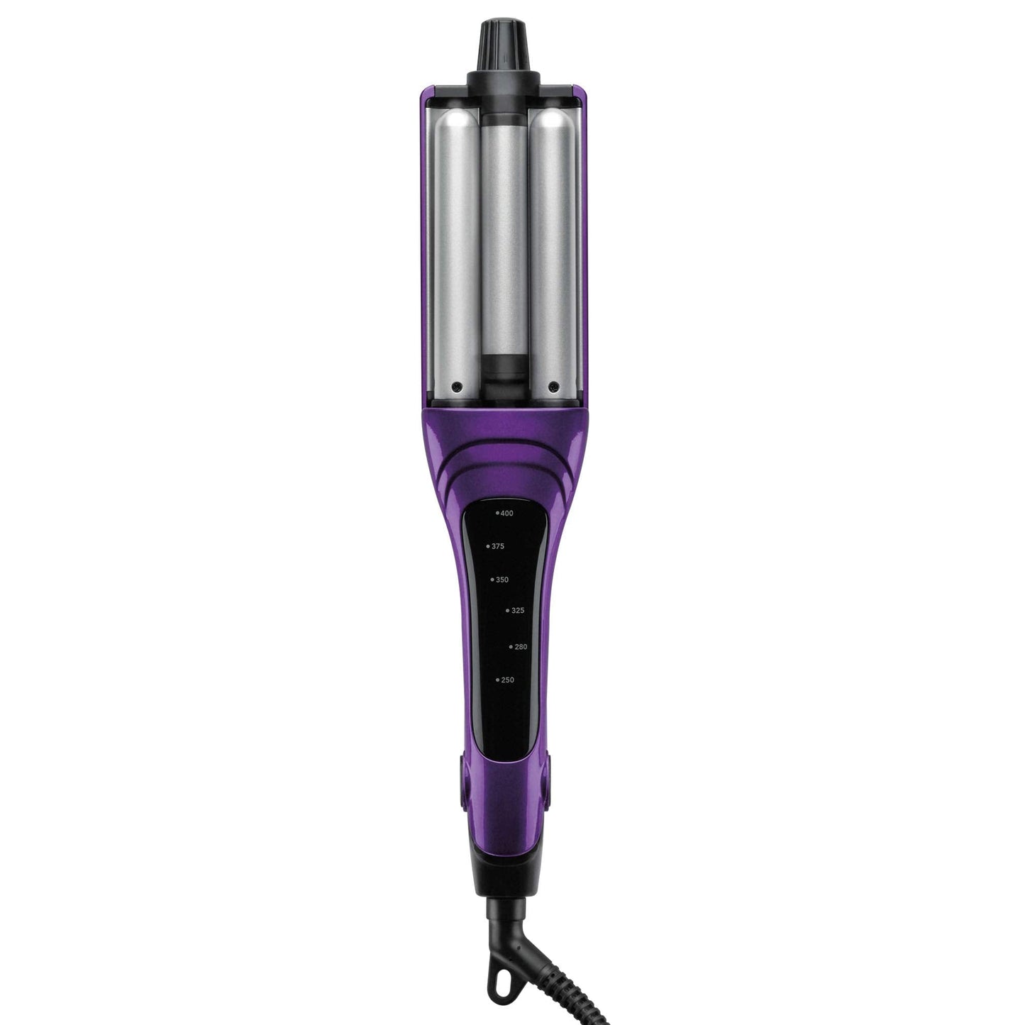 Tourmaline ceramic plates open on the Bed Head adjustable hair waving iron.