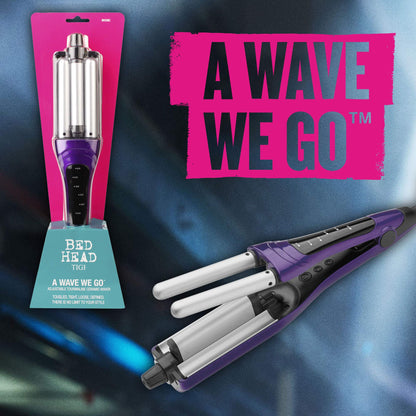 Bed Head multi style hair waver placed flat to show the deep wave barrel architecture.
