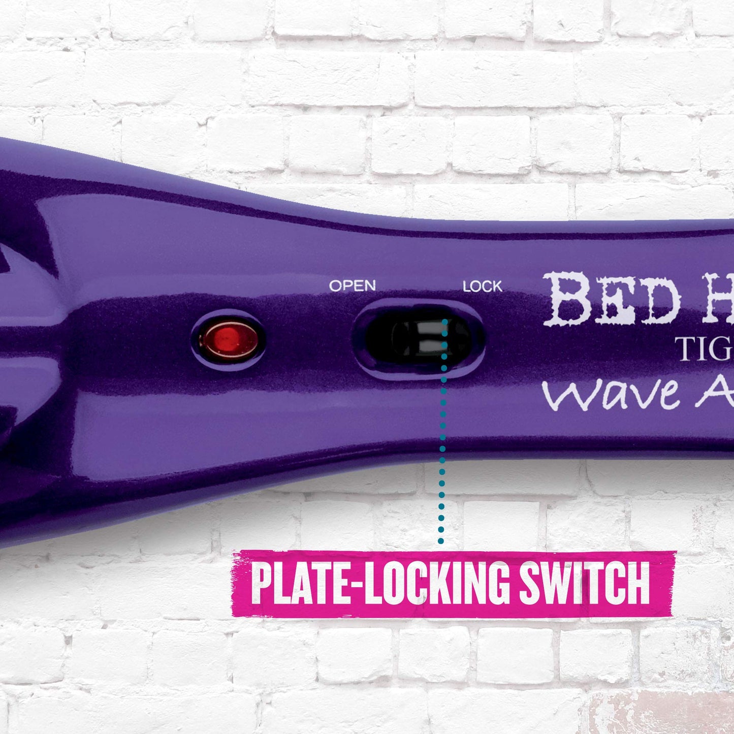Bed Head salon quality hair crimper side angle view.