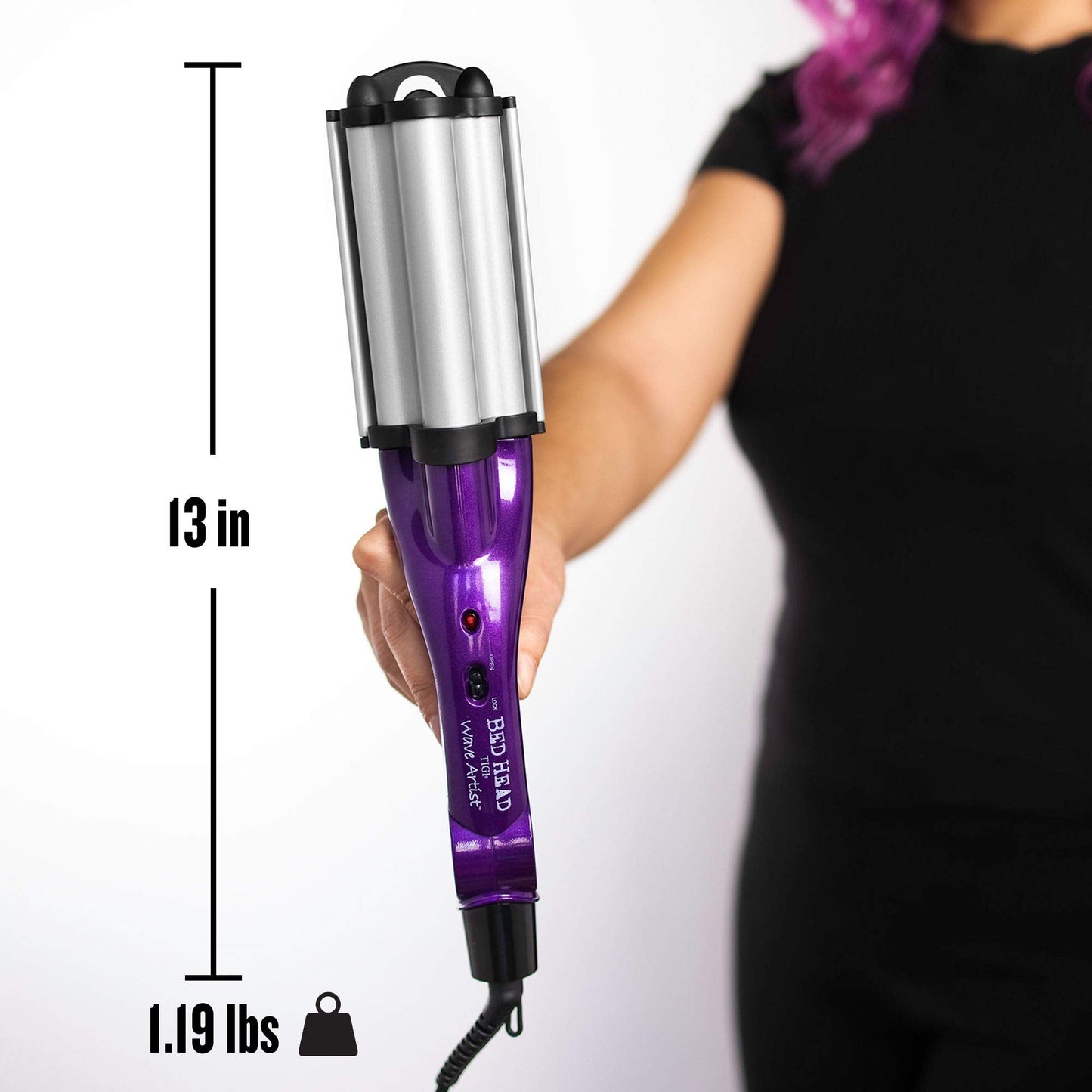 Bed Head anti frizz travel hair waver showing dual voltage logo.