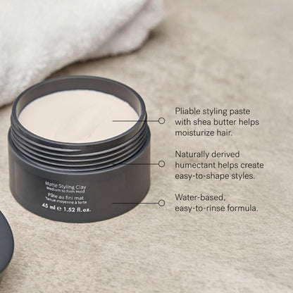 Water and clay based hair clay for thick looking men's hairstyles