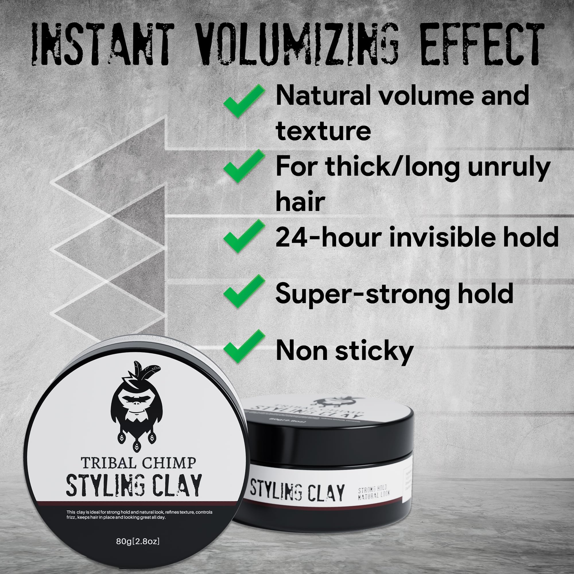 Tribal Chimp strong hold matte clay open container showing product texture