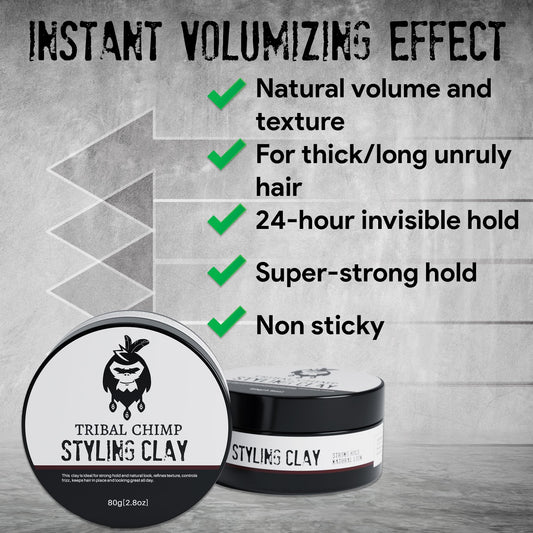 Tribal Chimp strong hold matte clay open container showing product texture