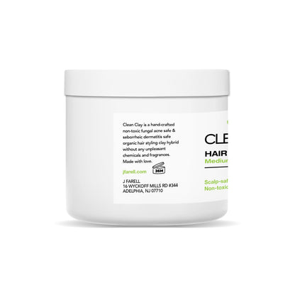 J FARELL natural matte finish hair clay jar with 80ml label