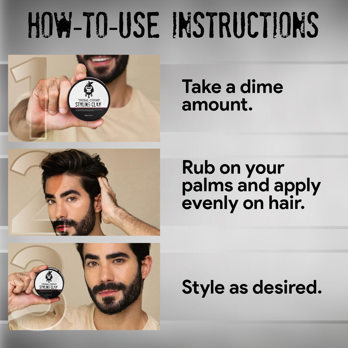 Tribal Chimp 24-hour hold hair thickening clay product benefits layout