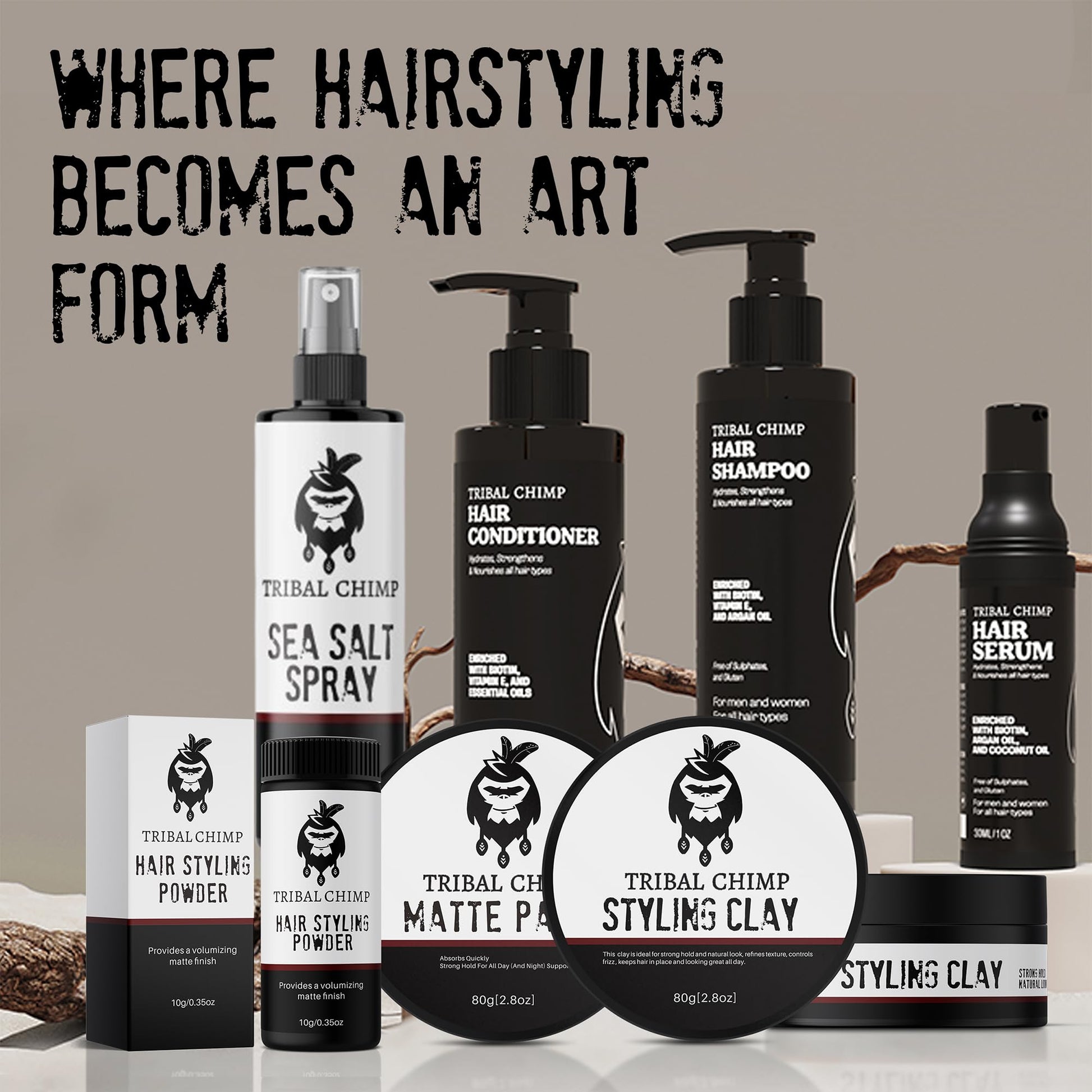 Tribal Chimp non-sticky hair styling clay close up of original imported formula
