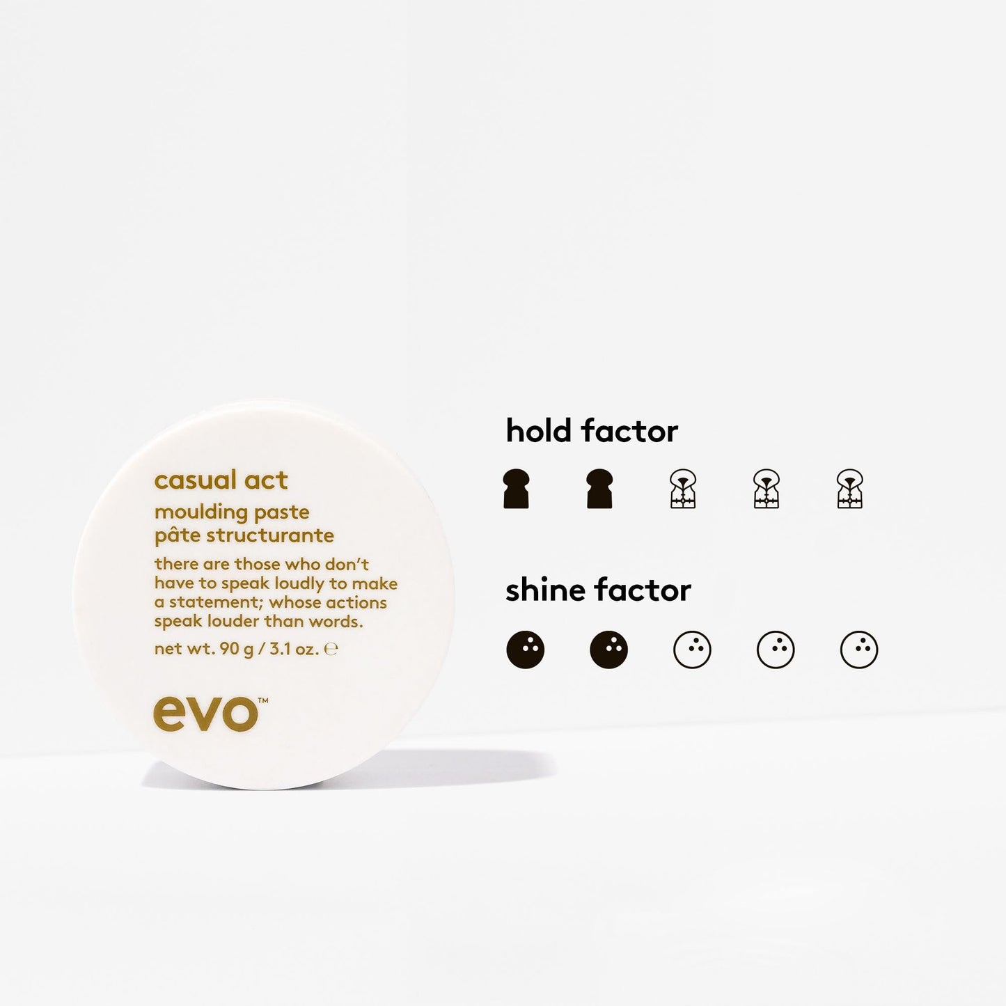 EVO Casual Act Moulding Whip texture shot showing the smooth lightweight styling cream paste