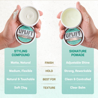 Texture shot of Uplift Provisions Company medium hold hair clay styling compound