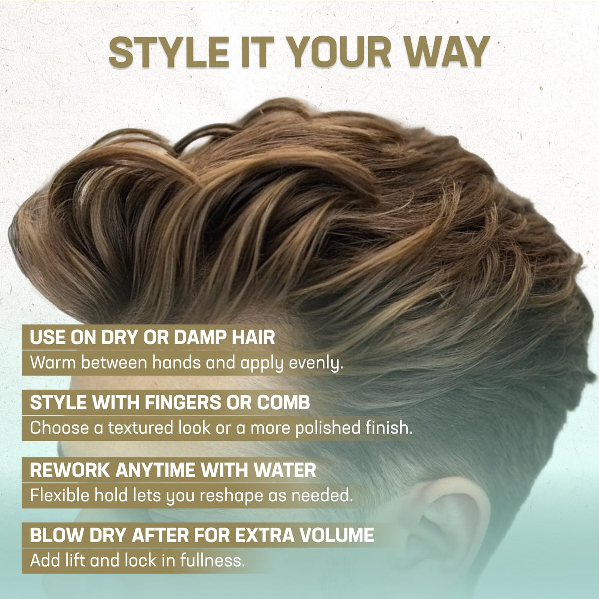 Angled top view of the Uplift Provisions Company matte finish hair clay pomade lid