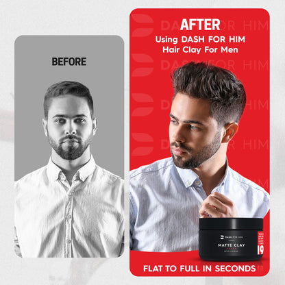Dash For Him non-greasy water-based styling clay showing the top lid packaging.