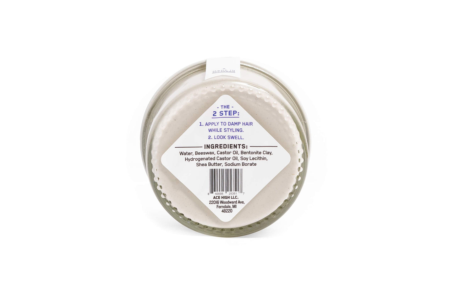 Ace High water based strong hold clay jar top view packaging