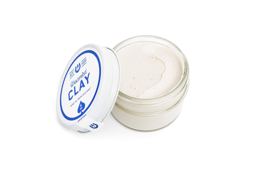 All natural ingredients list on Ace High hair clay container back