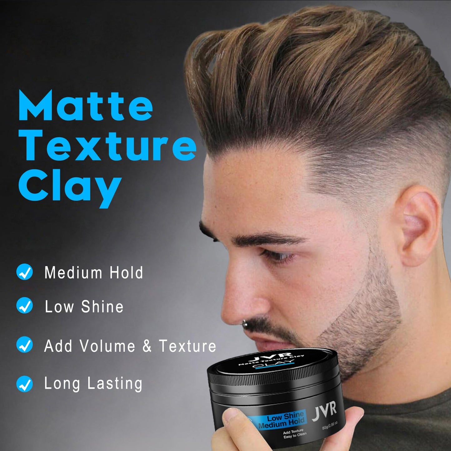 Water based texturizing hair clay with medium hold texture demonstration