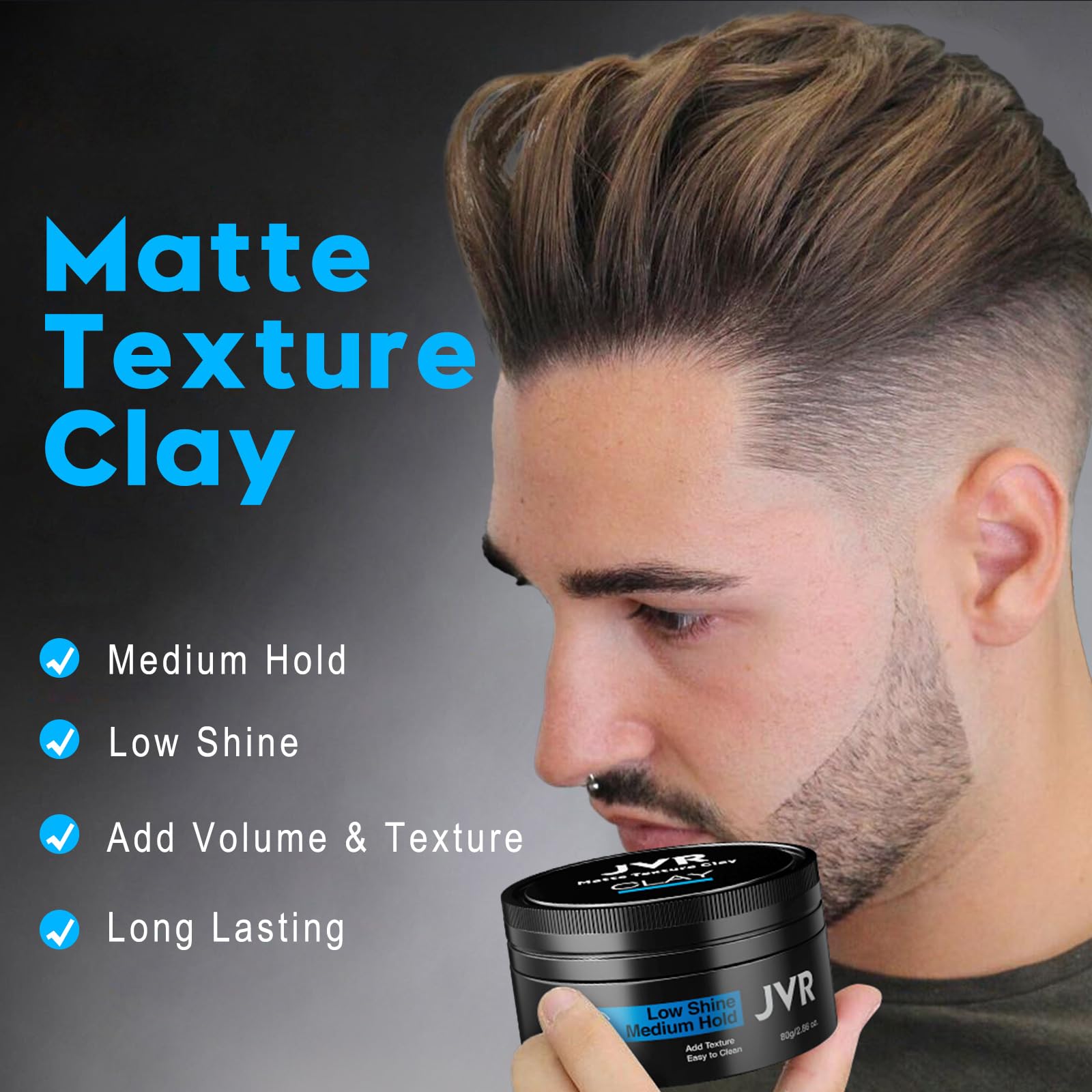 Water based texturizing hair clay with medium hold texture demonstration