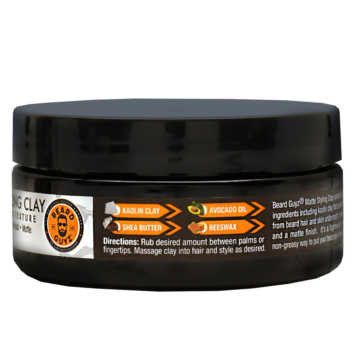 Beard Guyz matte finish styling clay texture close up