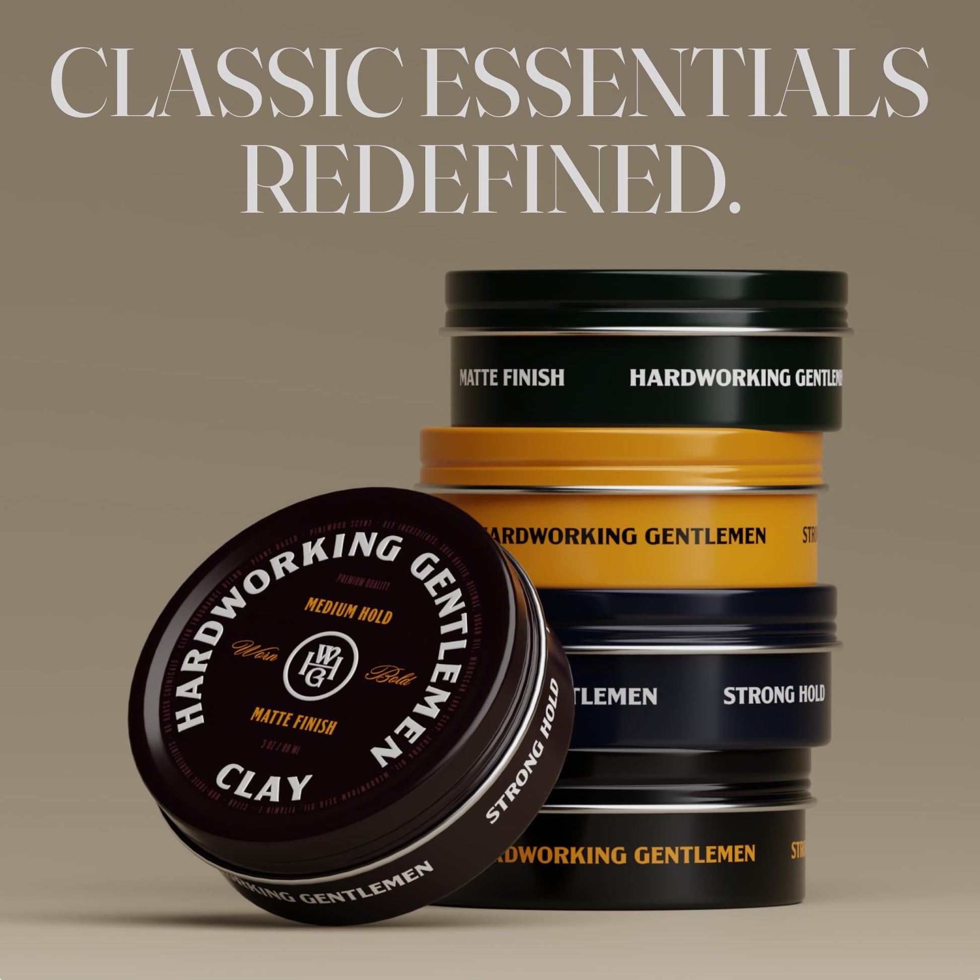 Hardworking Gentlemen natural hair clay packaging showing three ounces USA imported label