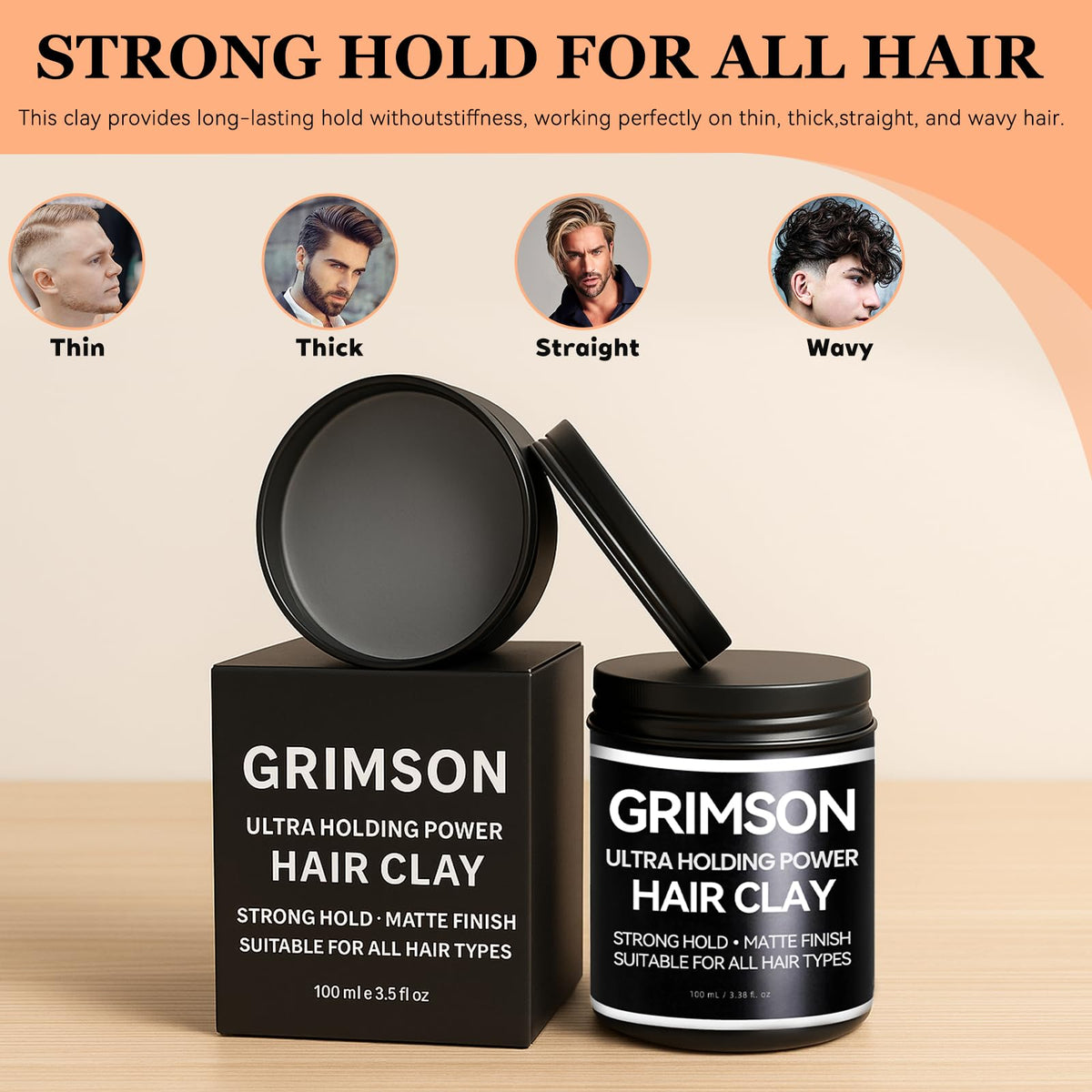 Authentic USA imported matte finish hair wax for men by GRIMSON.