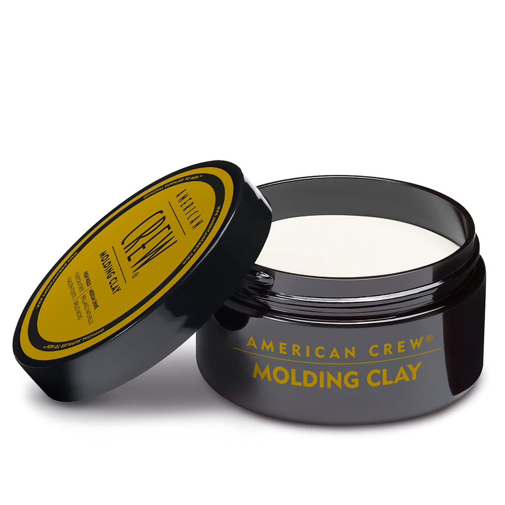 American Crew Molding Clay showing yellow and black lid design