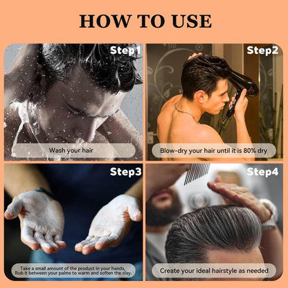 Non-greasy long-lasting strong hold grooming clay jar for all hair types.