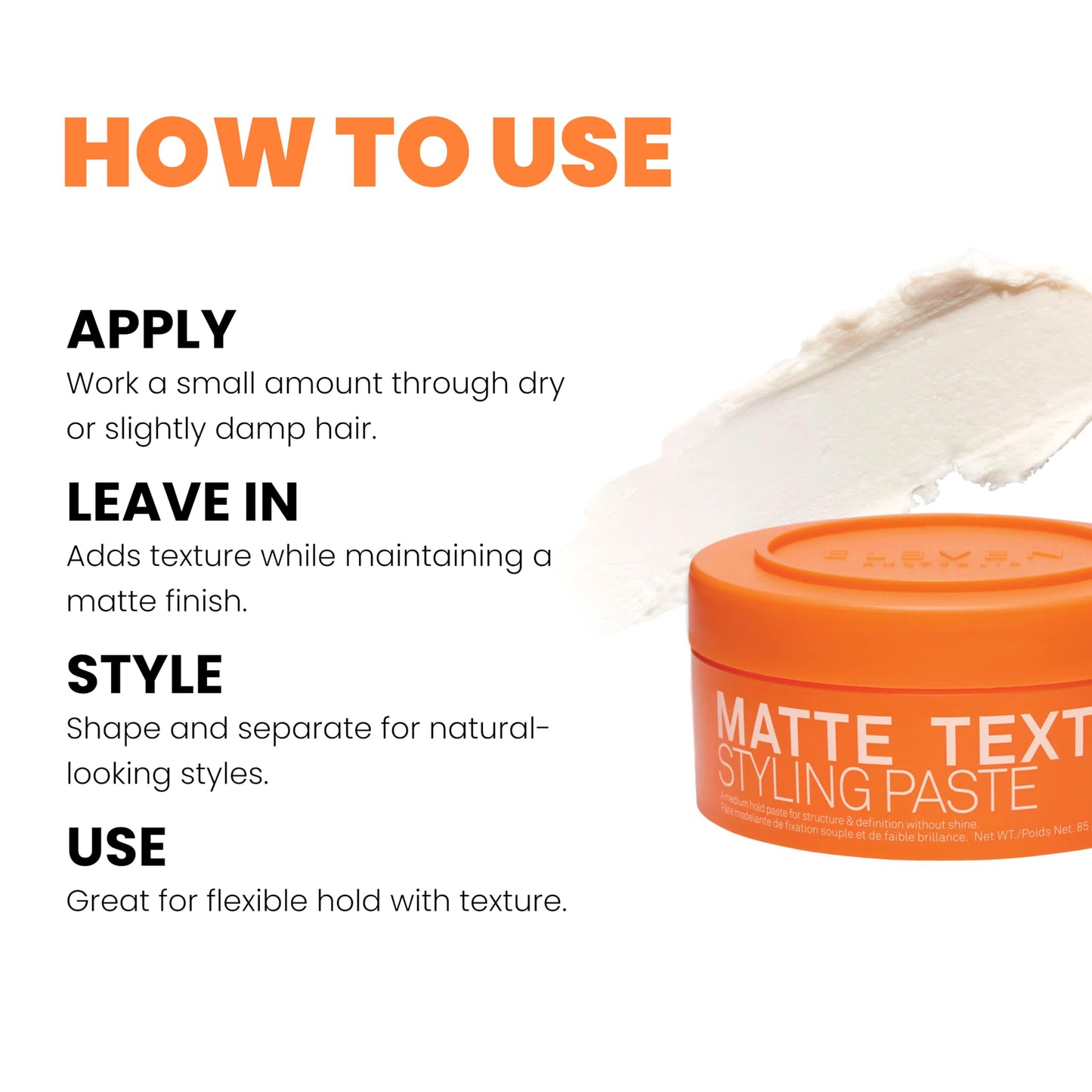 Authentic USA imported Eleven Australia matte texture paste for short hair