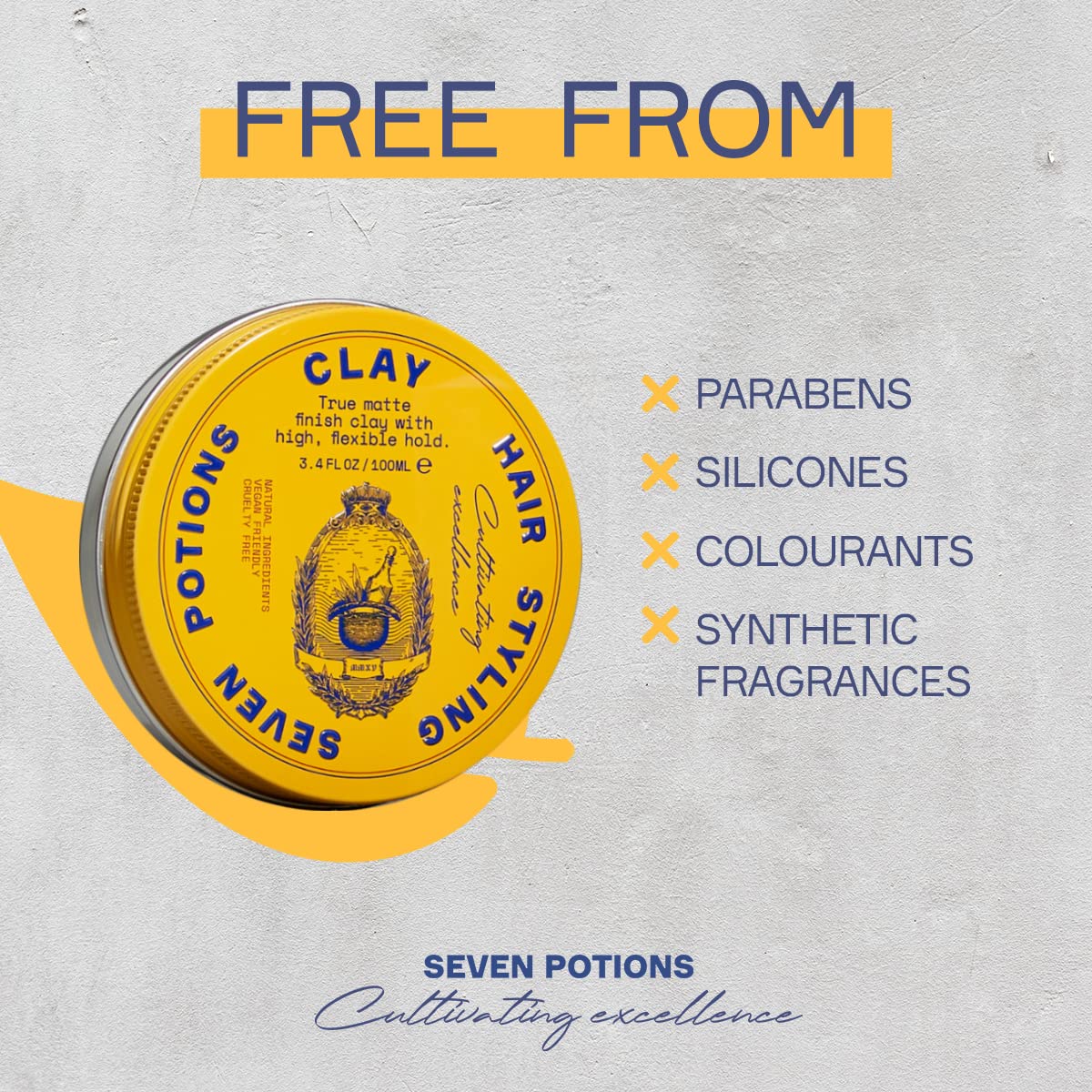 Vegan and cruelty free natural hair styling clay label overview