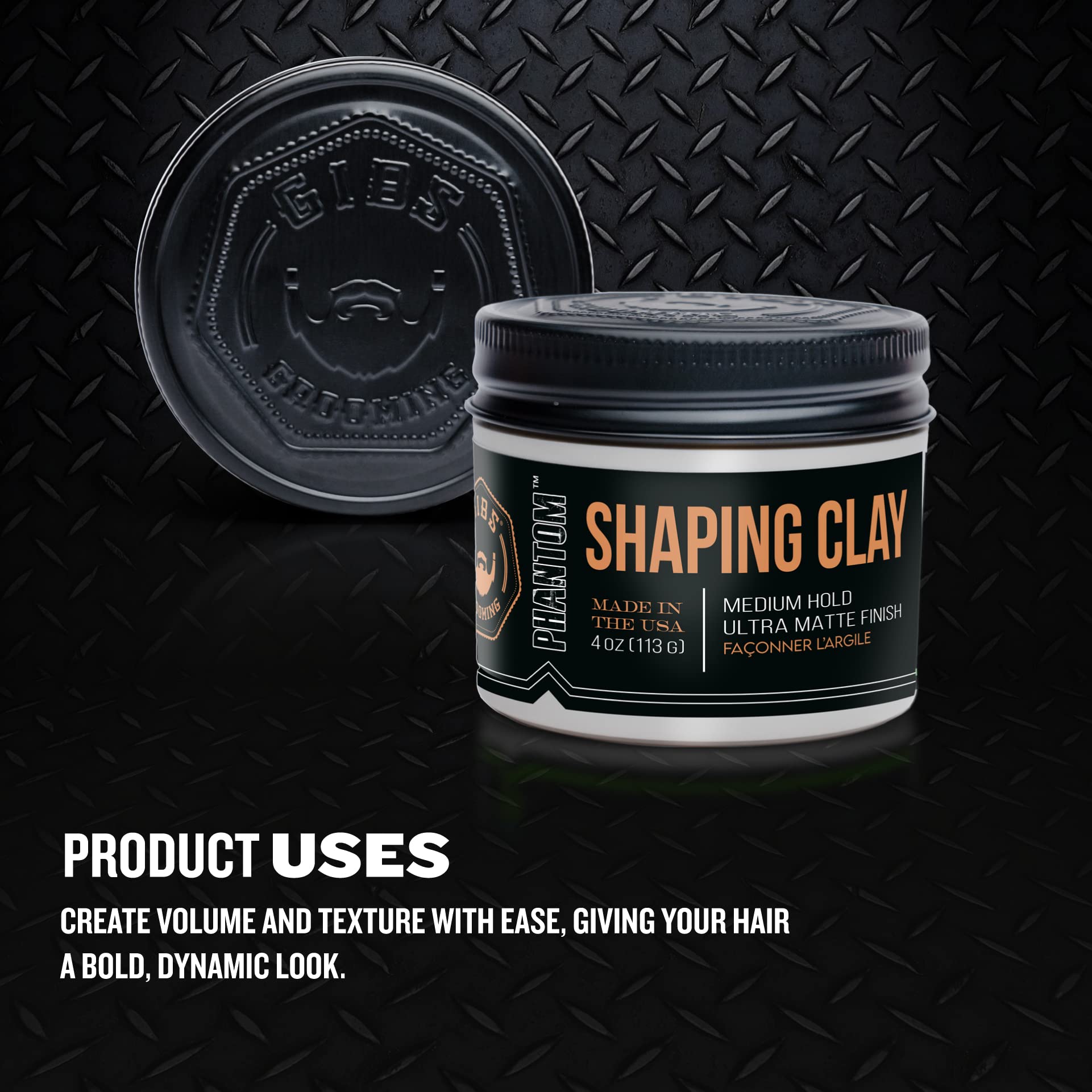 GIBS Phantom matte clay jar open showing product texture for natural hairstyles