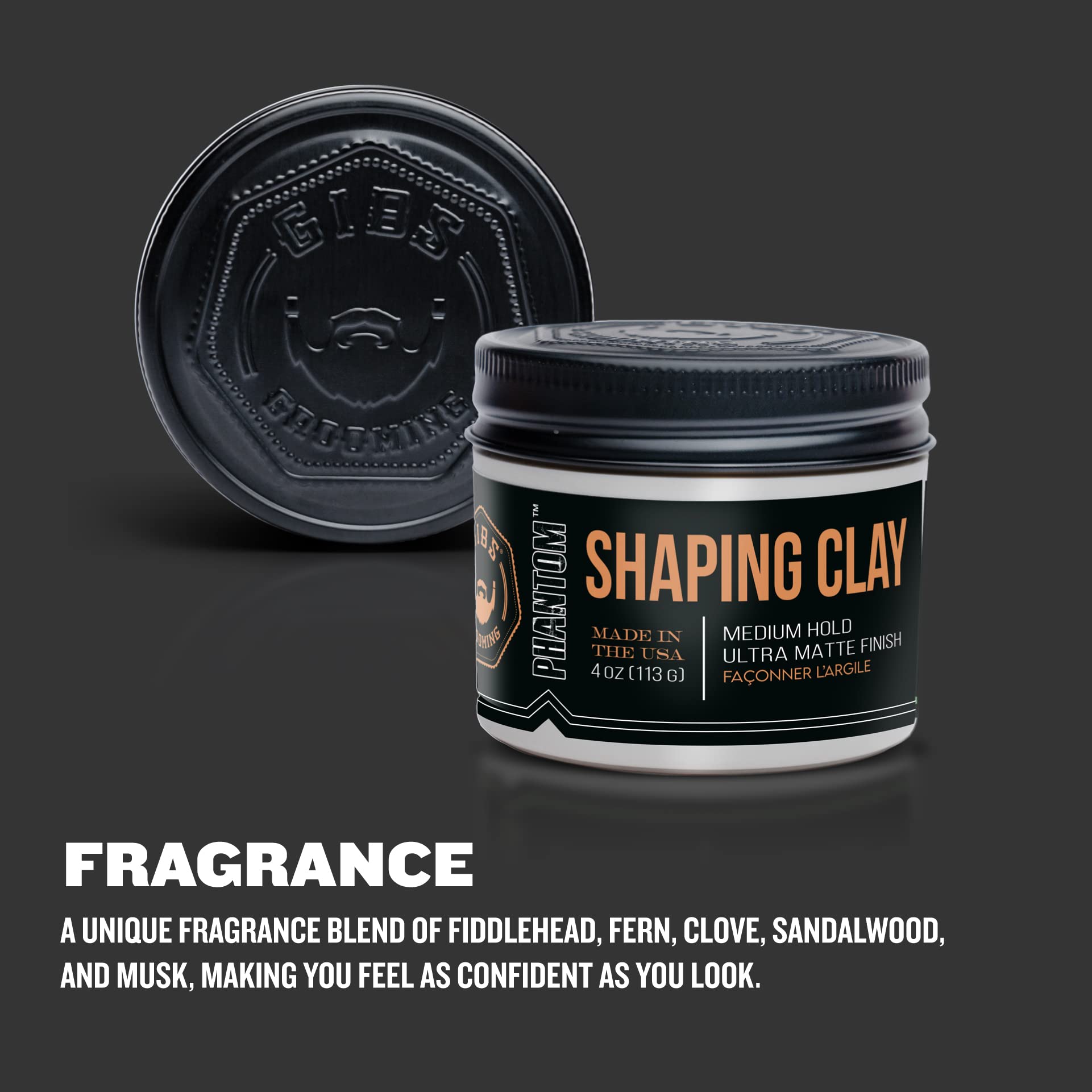 GIBS Phantom shaping clay packaging showing ingredients and four ounces size